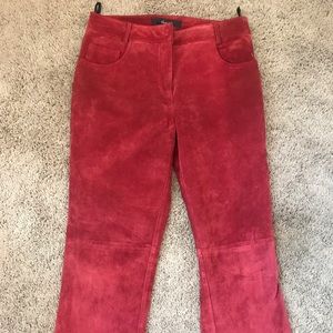 Red leather pants